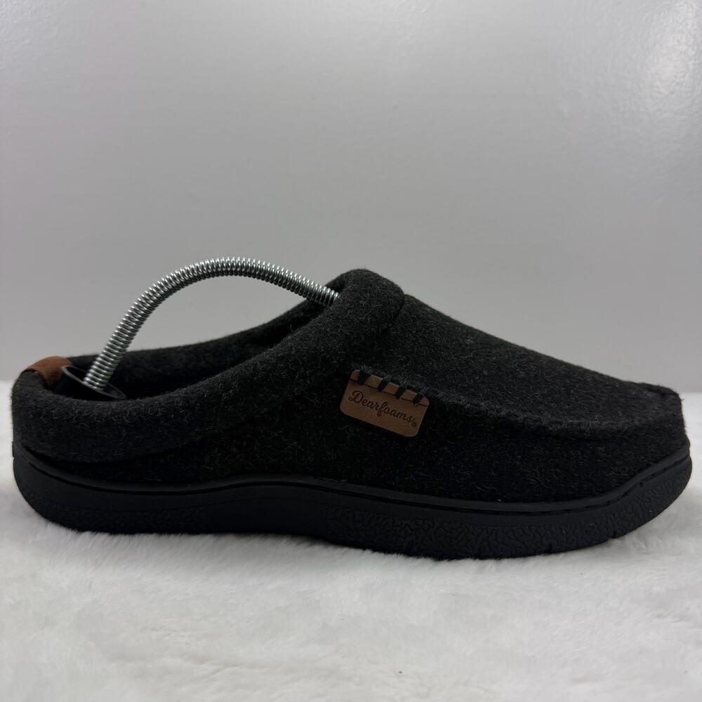 Dearfoams Men’s Memory Foam Slippers Dark Heather Black Size L (11-12)